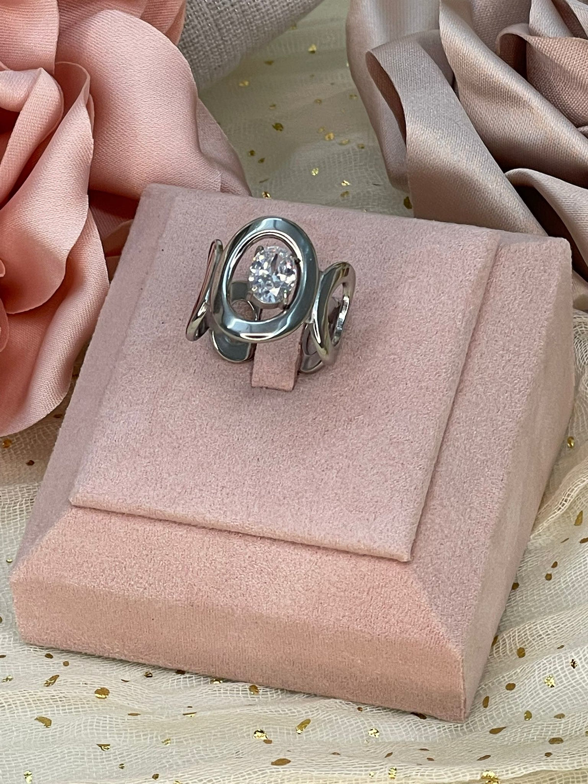 Anillo Eclipse con Cristal Ovalado