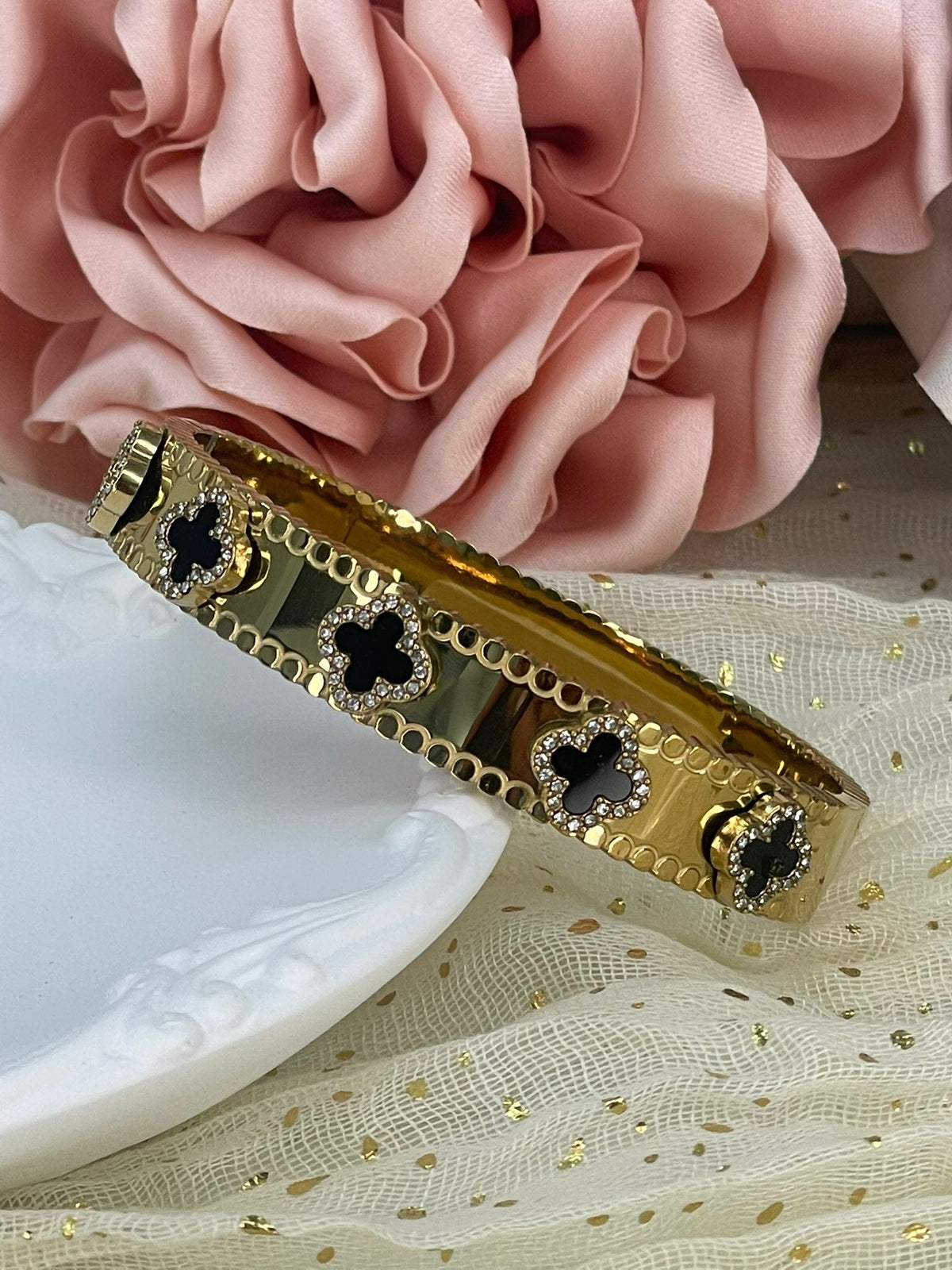 Brazalete Rígido Trébol Noir