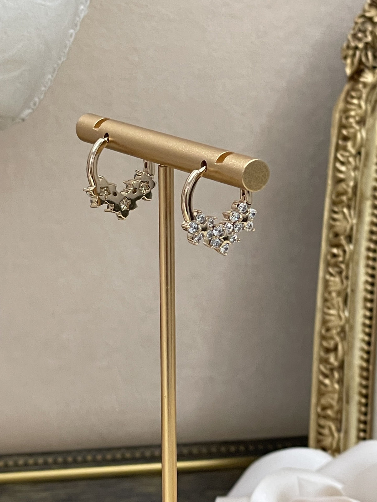 Pendientes Aros Flor de circonitas
