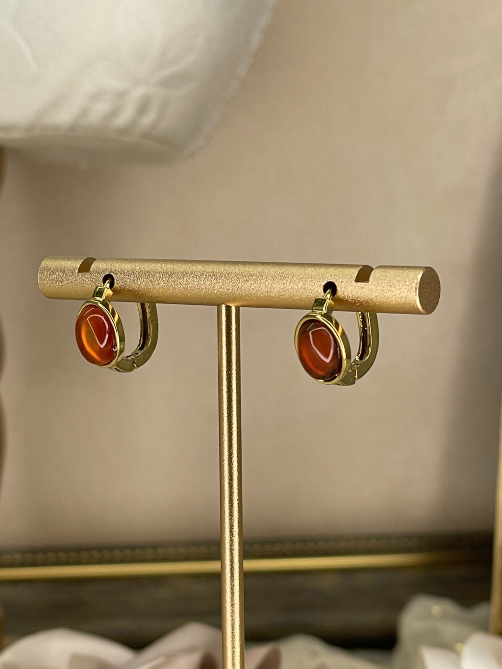 Pendientes Aros Cornalina Oval