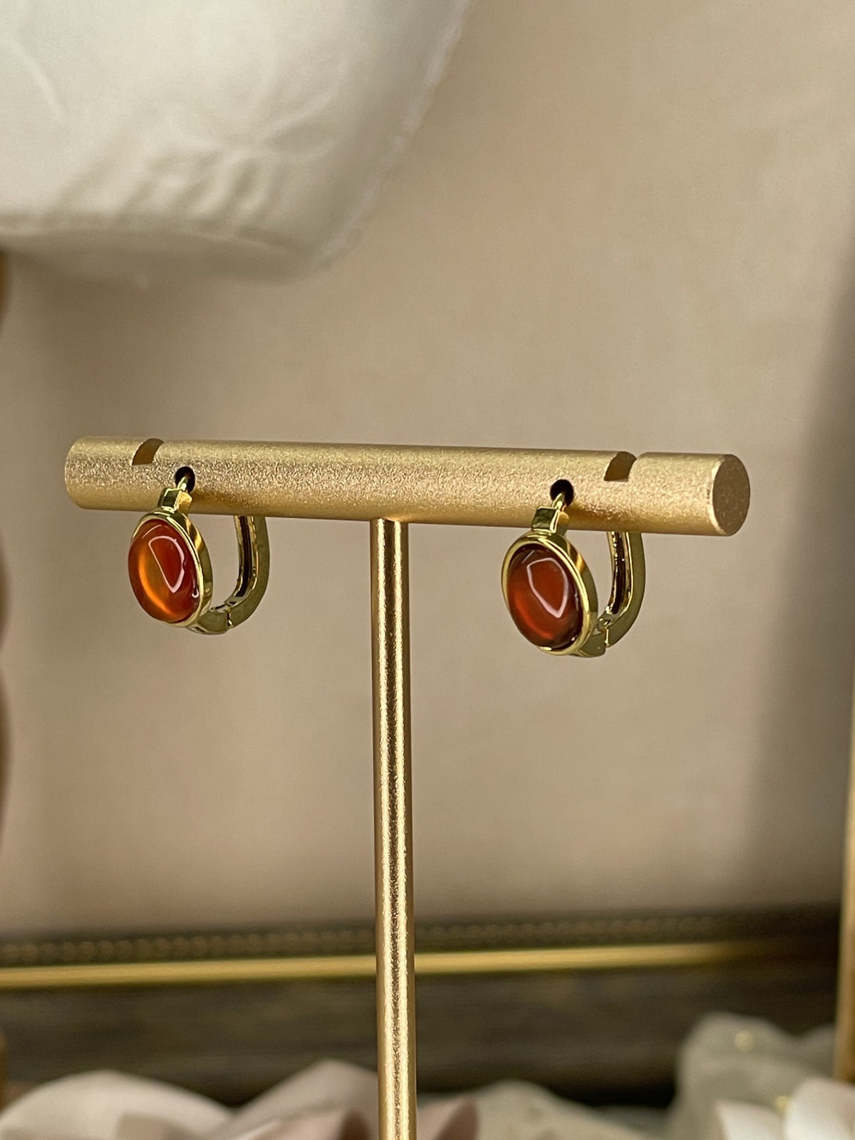 Pendientes Aros Cornalina Oval