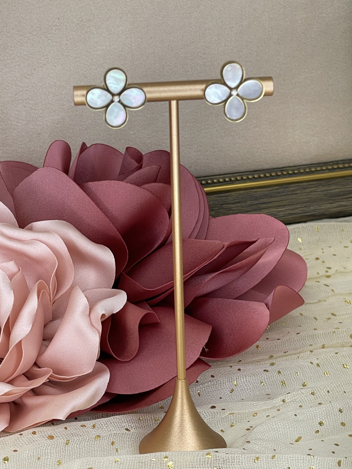 Pendientes de Botón en Nácar