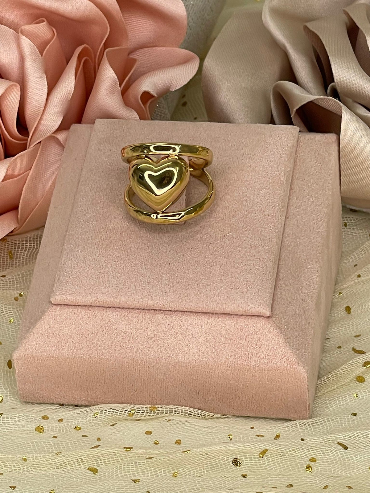 Anillo  Doble Banda con Corazón